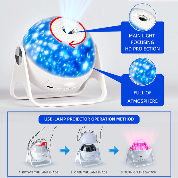LED Star Projector Night Light 6 in 1 Planetarium Projection