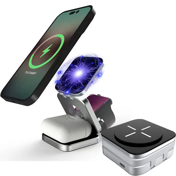 Portable Foldable Wireless Charger  3 in 1 Stand Dock