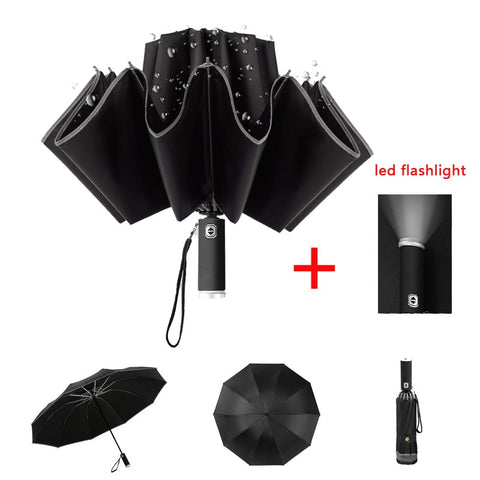 Automatic Folding Inverted Umbrella With LED Flashlight