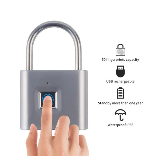 Portable Keyless Smart Fingerprint Padlock