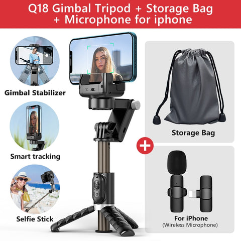 Gimbal Stabilizer Selfie Stick Tripod with Fill Light